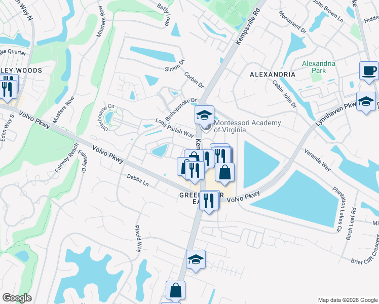 map of restaurants, bars, coffee shops, grocery stores, and more near 1454 Titchfield Drive in Chesapeake