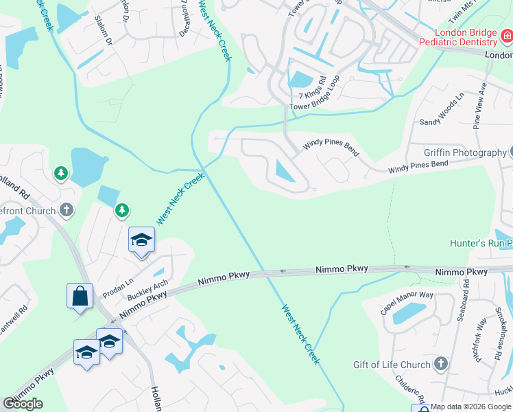 map of restaurants, bars, coffee shops, grocery stores, and more near 2585 Springhaven Drive in Virginia Beach