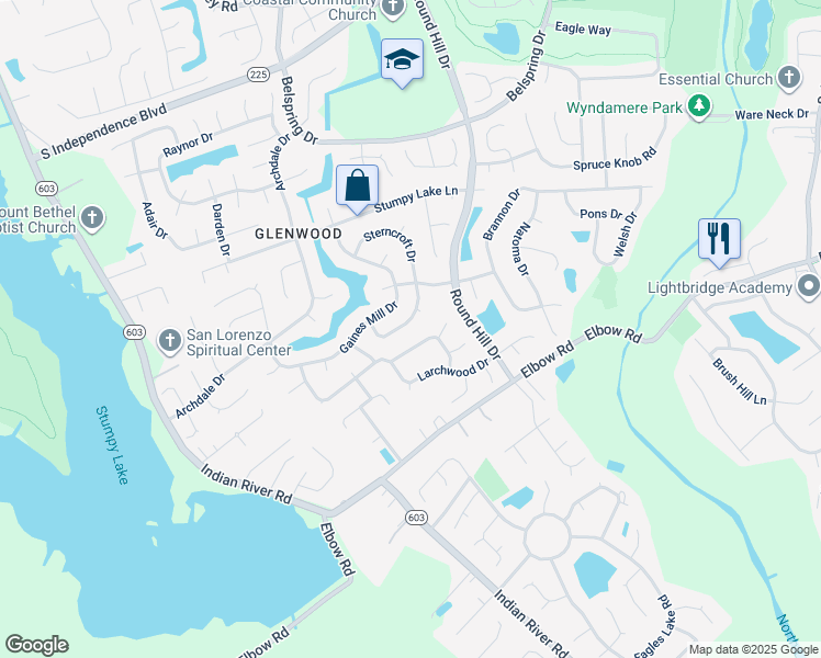map of restaurants, bars, coffee shops, grocery stores, and more near 3932 Terrywood Drive in Virginia Beach
