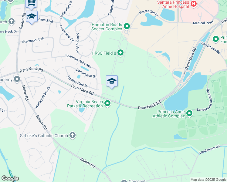 map of restaurants, bars, coffee shops, grocery stores, and more near 4136 Dam Neck Road in Virginia Beach
