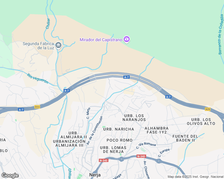 map of restaurants, bars, coffee shops, grocery stores, and more near 59 Calle San Francisco in Nerja