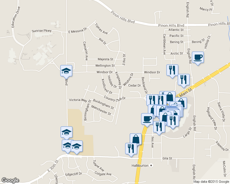 map of restaurants, bars, coffee shops, grocery stores, and more near 3906 Knollcrest Drive in Farmington