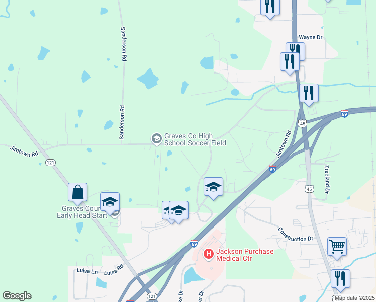 map of restaurants, bars, coffee shops, grocery stores, and more near 958 Kentucky 1830 in Mayfield