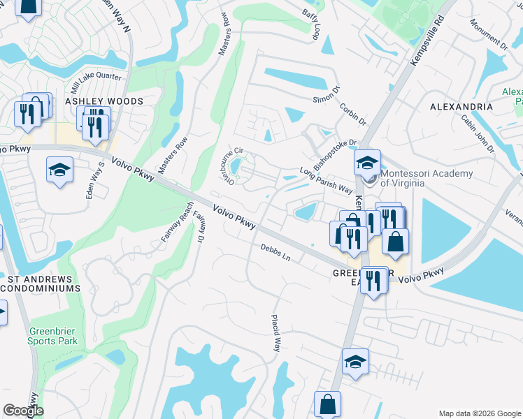 map of restaurants, bars, coffee shops, grocery stores, and more near 1508 Rollesby Way in Chesapeake