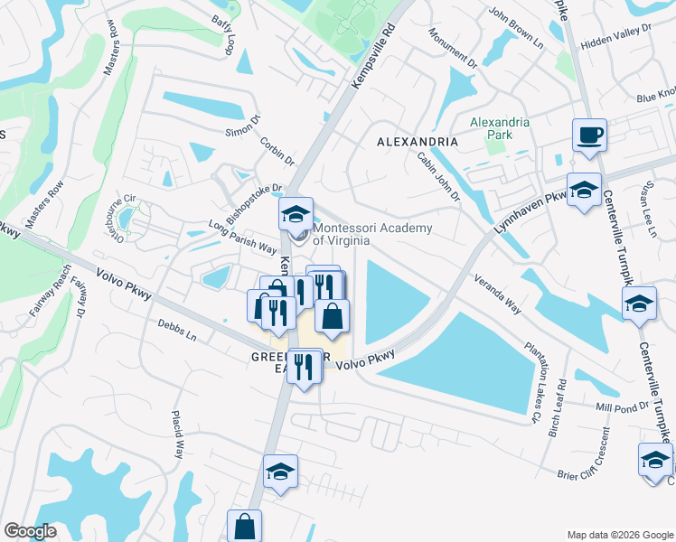 map of restaurants, bars, coffee shops, grocery stores, and more near 1523 Orchard Grove Drive in Chesapeake