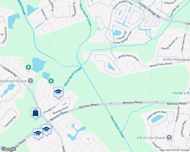 map of restaurants, bars, coffee shops, grocery stores, and more near 2585 Springhaven Drive in Virginia Beach