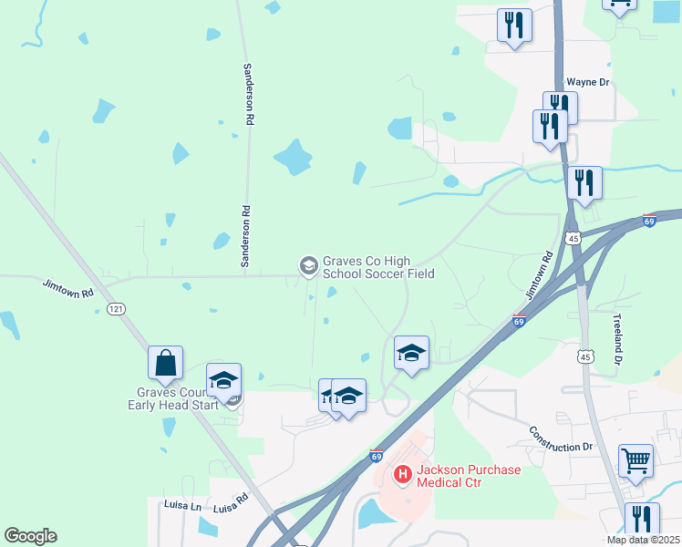 map of restaurants, bars, coffee shops, grocery stores, and more near 958 Kentucky 1830 in Mayfield