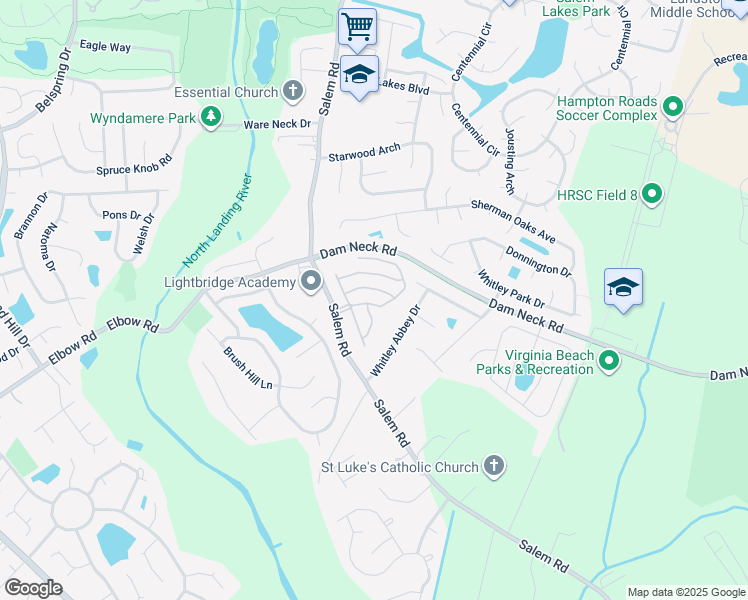 map of restaurants, bars, coffee shops, grocery stores, and more near 3996 Cromwell Park Drive in Virginia Beach