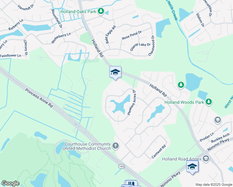 map of restaurants, bars, coffee shops, grocery stores, and more near 2800 Pleasant Acres Drive in Virginia Beach
