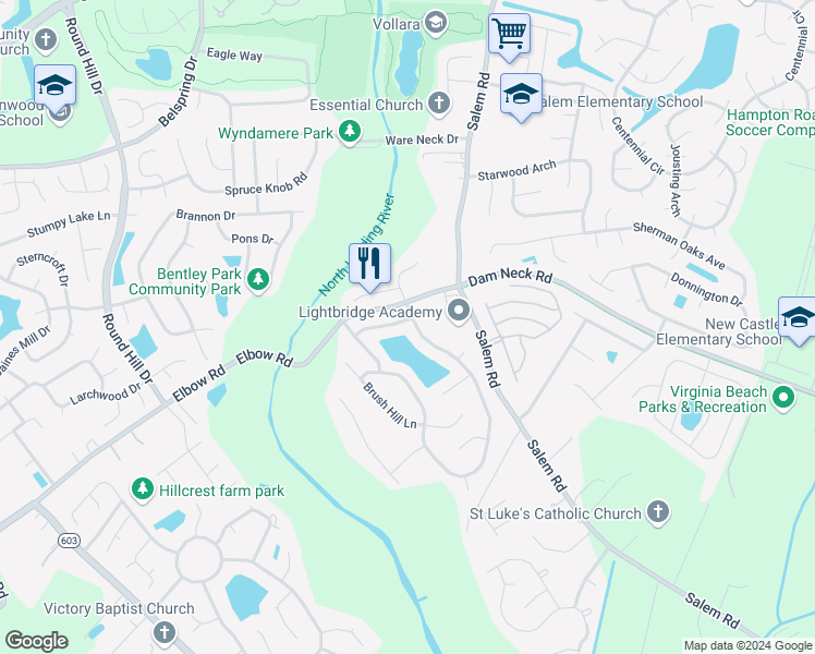 map of restaurants, bars, coffee shops, grocery stores, and more near 4013 Sarsfield Street in Virginia Beach