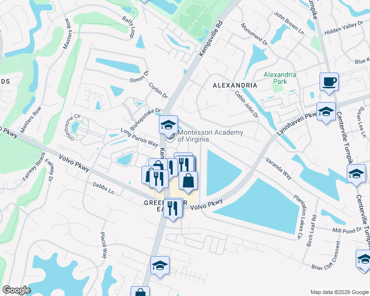 map of restaurants, bars, coffee shops, grocery stores, and more near 1523 Orchard Grove Drive in Chesapeake