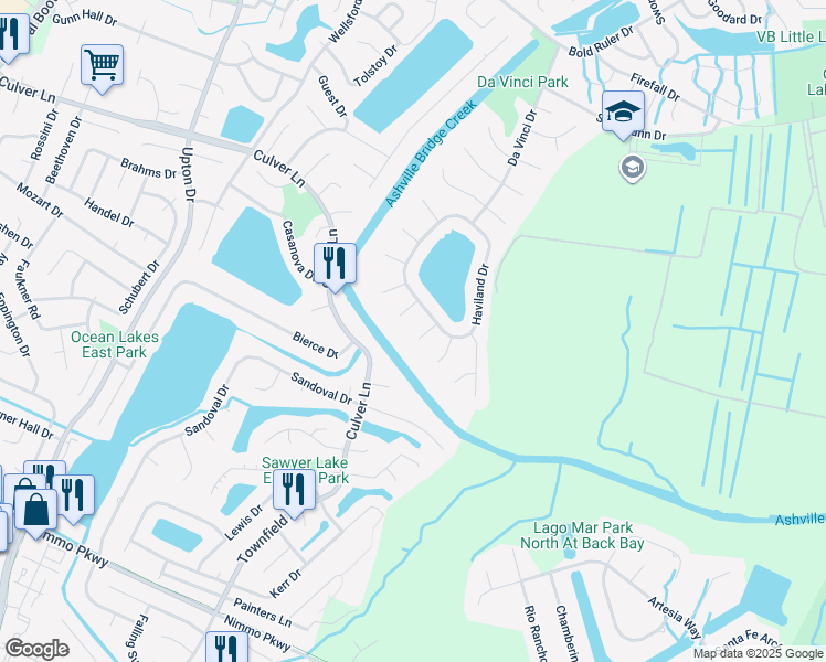 map of restaurants, bars, coffee shops, grocery stores, and more near 1116 Cardston Court in Virginia Beach