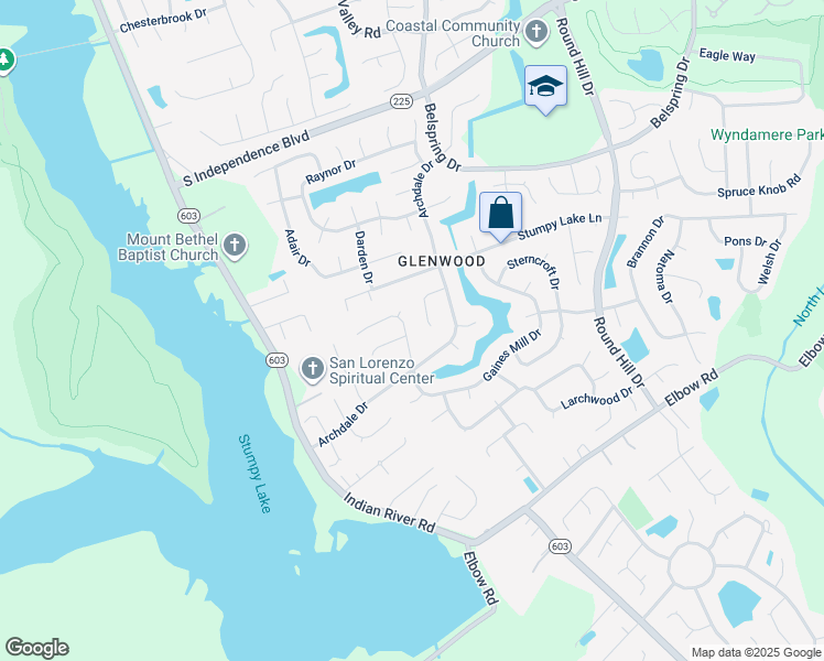 map of restaurants, bars, coffee shops, grocery stores, and more near 2721 Inglewood Lane in Virginia Beach