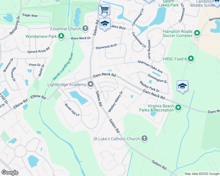 map of restaurants, bars, coffee shops, grocery stores, and more near 3921 Peyton Way in Virginia Beach
