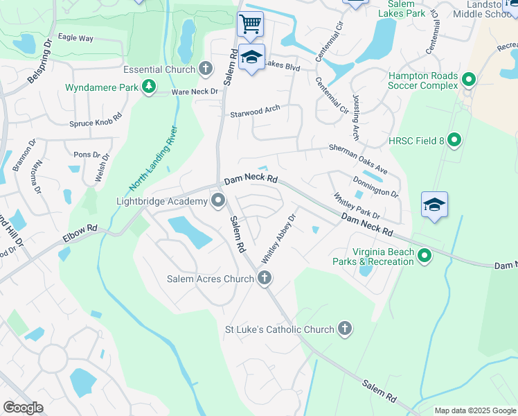 map of restaurants, bars, coffee shops, grocery stores, and more near 3929 Peyton Way in Virginia Beach