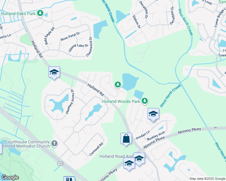 map of restaurants, bars, coffee shops, grocery stores, and more near 2604 Buyrn Circle in Virginia Beach