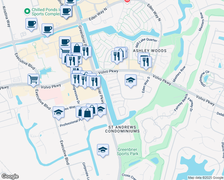 map of restaurants, bars, coffee shops, grocery stores, and more near 900 Ketch Court in Chesapeake