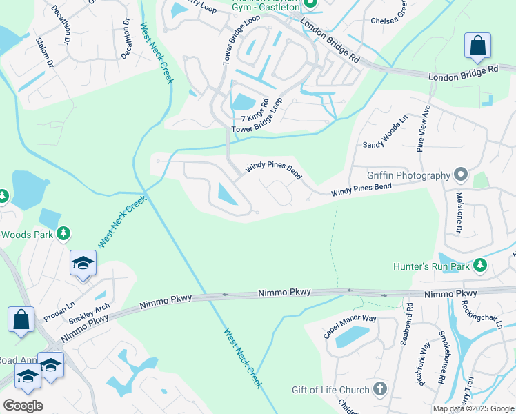 map of restaurants, bars, coffee shops, grocery stores, and more near 2621 Springhaven Drive in Virginia Beach