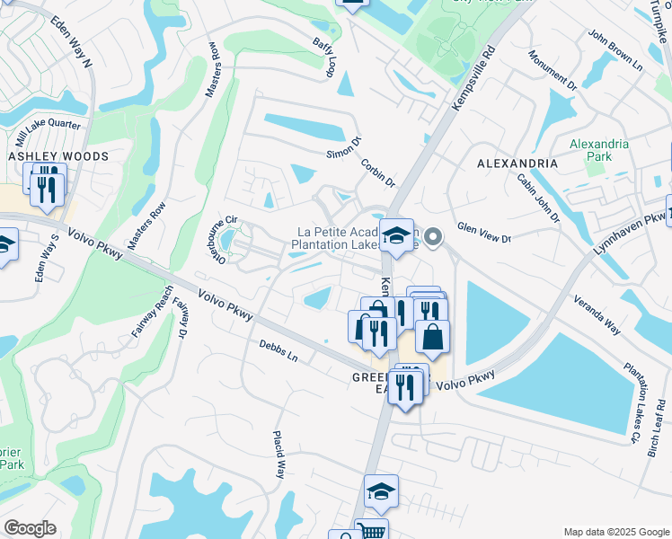 map of restaurants, bars, coffee shops, grocery stores, and more near 1466 Leckford Drive in Chesapeake
