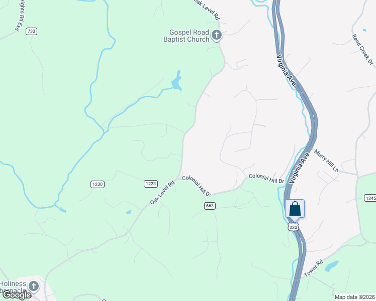 map of restaurants, bars, coffee shops, grocery stores, and more near 3850 Oak Level Road in Bassett