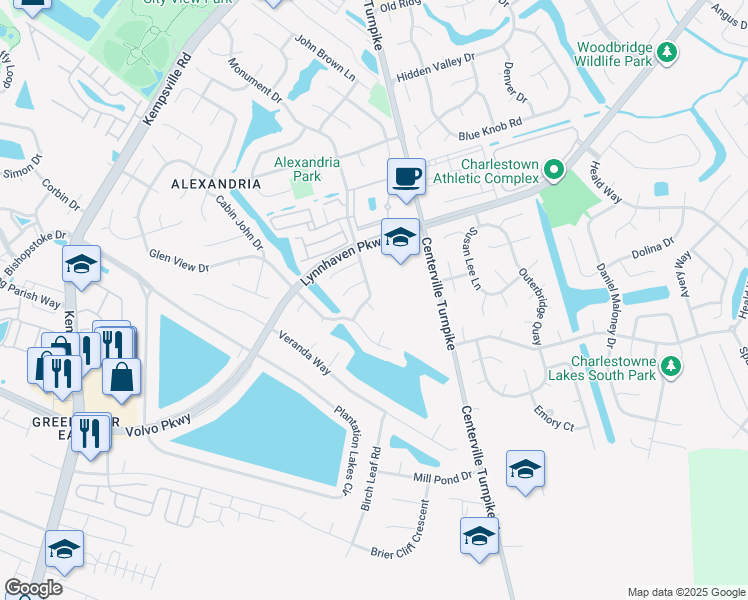 map of restaurants, bars, coffee shops, grocery stores, and more near 2132 Monument Drive in Virginia Beach