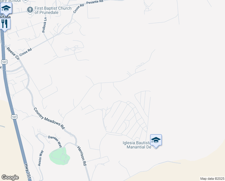 map of restaurants, bars, coffee shops, grocery stores, and more near 10230 Golden Meadow Circle in Salinas