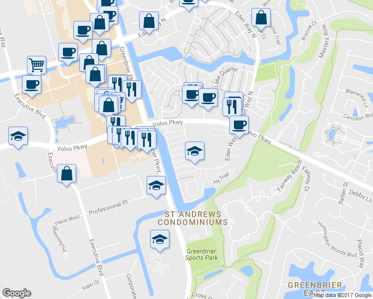 map of restaurants, bars, coffee shops, grocery stores, and more near 941 Brigantine Court in Chesapeake