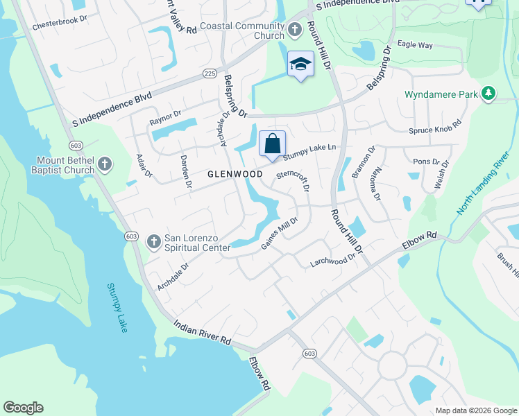 map of restaurants, bars, coffee shops, grocery stores, and more near 2529 Gaines Mill Drive in Virginia Beach
