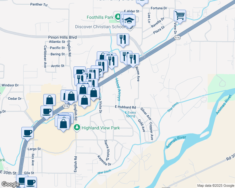 map of restaurants, bars, coffee shops, grocery stores, and more near 4208 Applewood Drive in Farmington