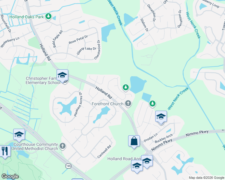map of restaurants, bars, coffee shops, grocery stores, and more near 2588 Buyrn Circle in Virginia Beach