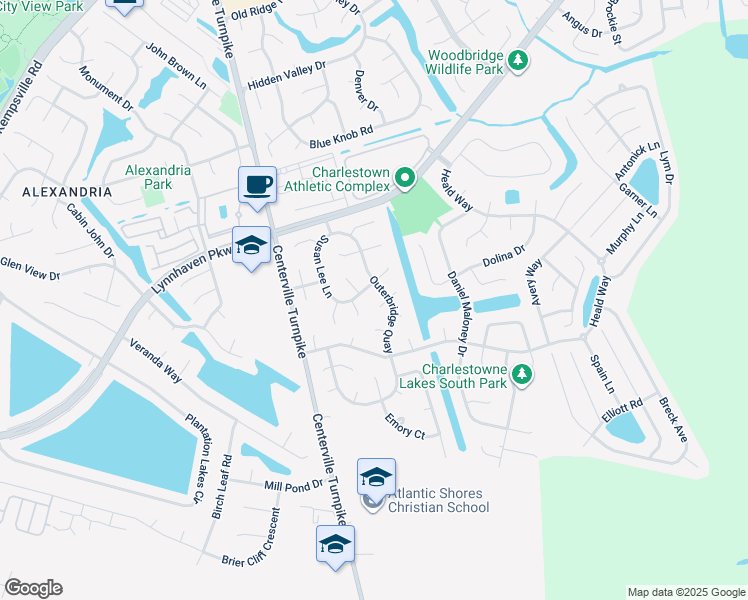 map of restaurants, bars, coffee shops, grocery stores, and more near 2020 Susan Lee Lane in Virginia Beach