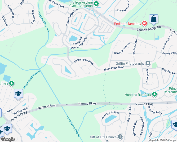 map of restaurants, bars, coffee shops, grocery stores, and more near 1960 Winterhaven Drive in Virginia Beach
