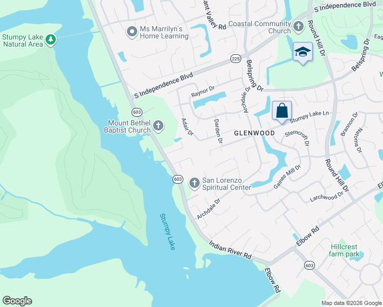 map of restaurants, bars, coffee shops, grocery stores, and more near 1405 Flyfisher Court in Virginia Beach