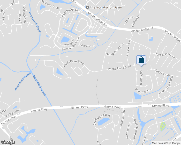 map of restaurants, bars, coffee shops, grocery stores, and more near 2484 Windy Pines Bend in Virginia Beach