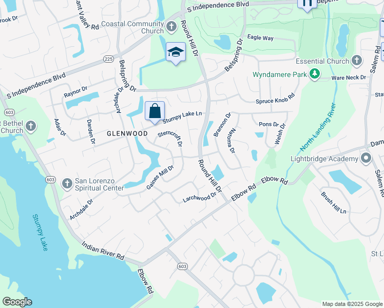 map of restaurants, bars, coffee shops, grocery stores, and more near 3704 Creekwood Drive in Virginia Beach