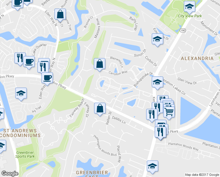 map of restaurants, bars, coffee shops, grocery stores, and more near 1515 Penton Mews in Chesapeake