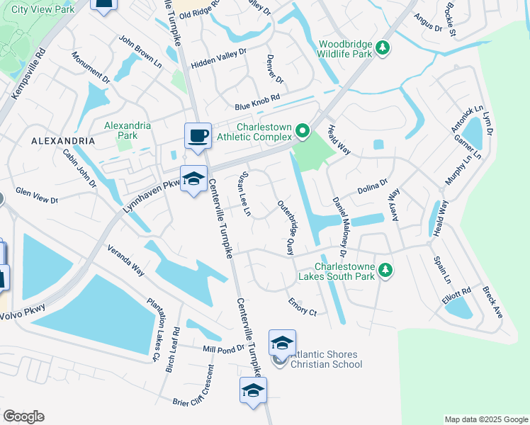 map of restaurants, bars, coffee shops, grocery stores, and more near 2029 Susan Lee Lane in Virginia Beach