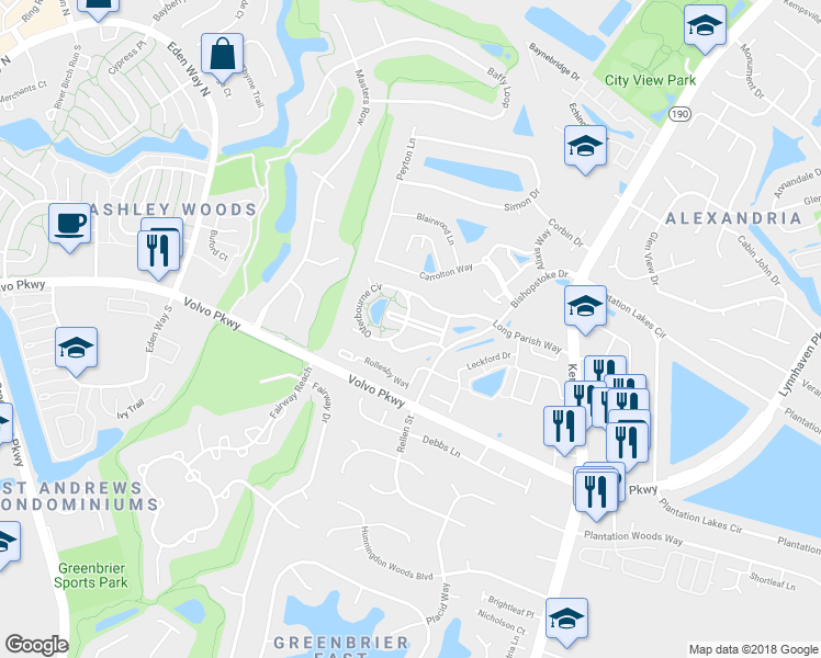 map of restaurants, bars, coffee shops, grocery stores, and more near 1515 Penton Mews in Chesapeake