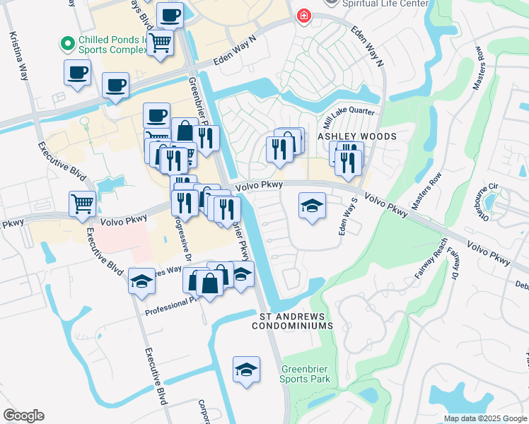 map of restaurants, bars, coffee shops, grocery stores, and more near 911 Seabreeze Court in Chesapeake