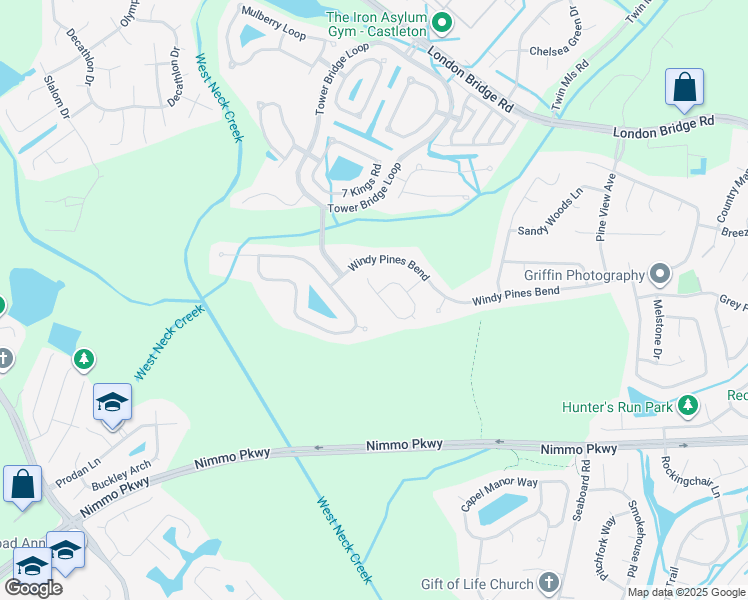 map of restaurants, bars, coffee shops, grocery stores, and more near 1921 Winterhaven Drive in Virginia Beach