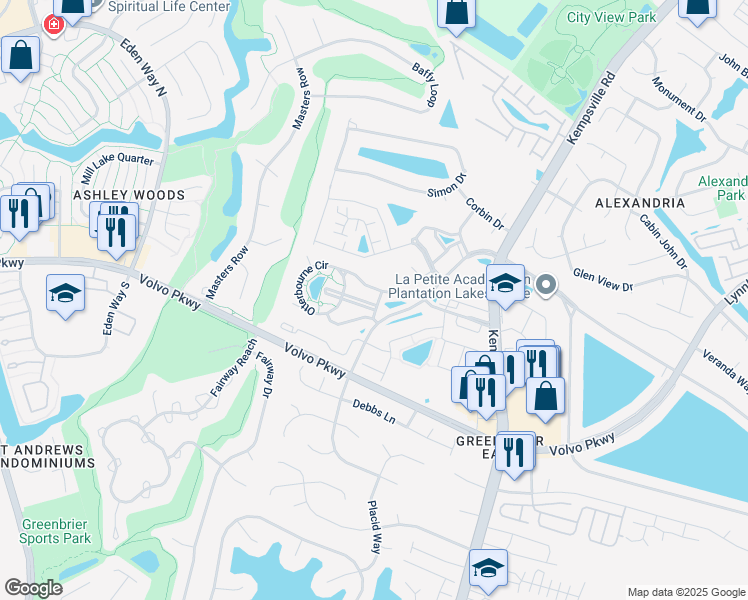 map of restaurants, bars, coffee shops, grocery stores, and more near 1534 Penton Mews in Chesapeake