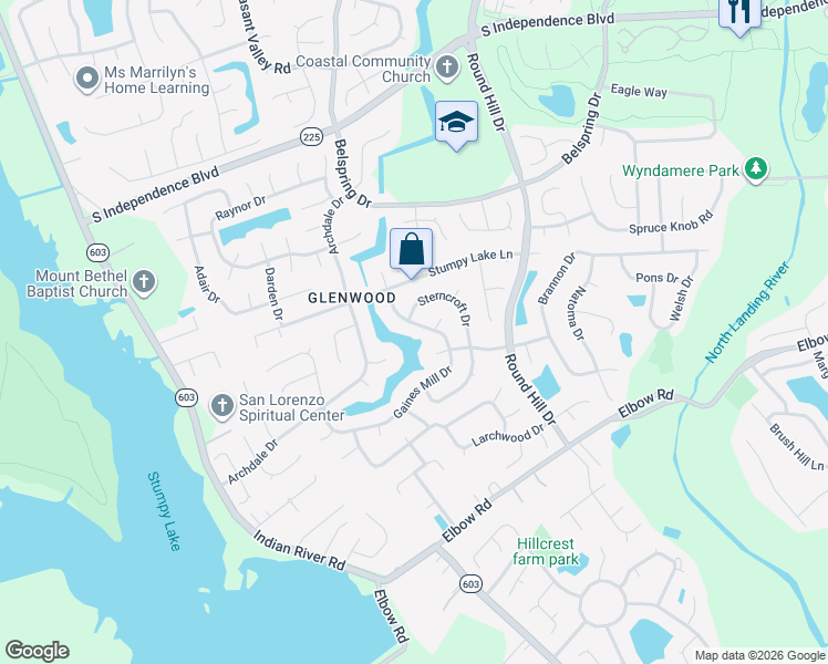 map of restaurants, bars, coffee shops, grocery stores, and more near 2529 Gaines Mill Drive in Virginia Beach