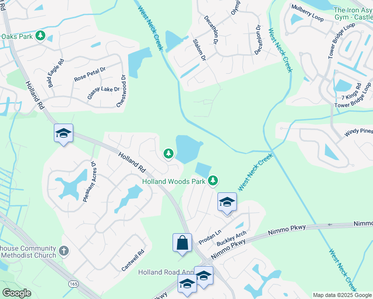 map of restaurants, bars, coffee shops, grocery stores, and more near 1708 Calm Wood Lane in Virginia Beach