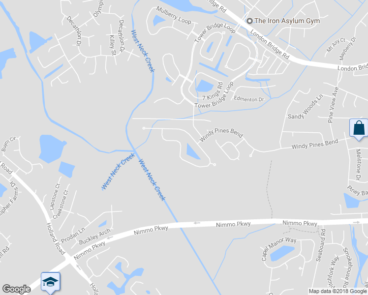 map of restaurants, bars, coffee shops, grocery stores, and more near 2548 Springhaven Drive in Virginia Beach