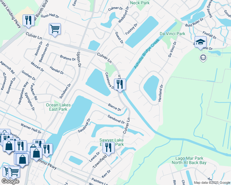 map of restaurants, bars, coffee shops, grocery stores, and more near 968 Culver Lane in Virginia Beach