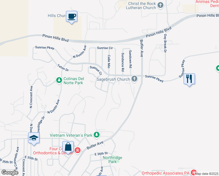 map of restaurants, bars, coffee shops, grocery stores, and more near 4420 Rayos Del Sol Drive in Farmington