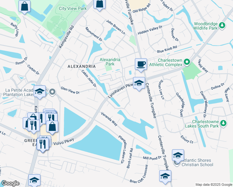 map of restaurants, bars, coffee shops, grocery stores, and more near 6028 Capital Place in Virginia Beach