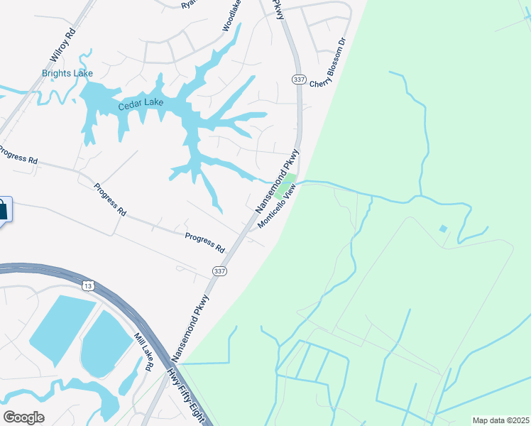 map of restaurants, bars, coffee shops, grocery stores, and more near 1828 Virginia 337 in Suffolk