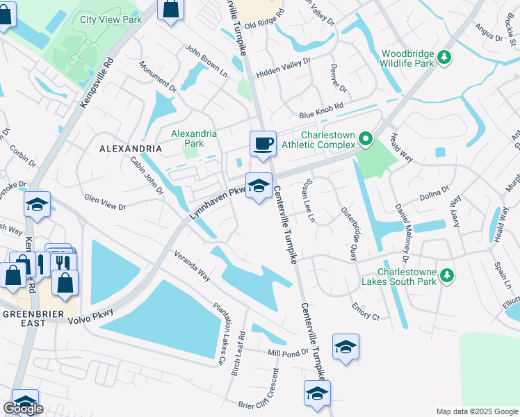 map of restaurants, bars, coffee shops, grocery stores, and more near 2201 Centerville Turnpike in Virginia Beach