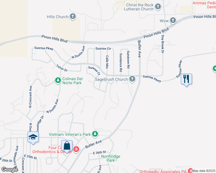 map of restaurants, bars, coffee shops, grocery stores, and more near 4430 Rayos Del Sol Drive in Farmington